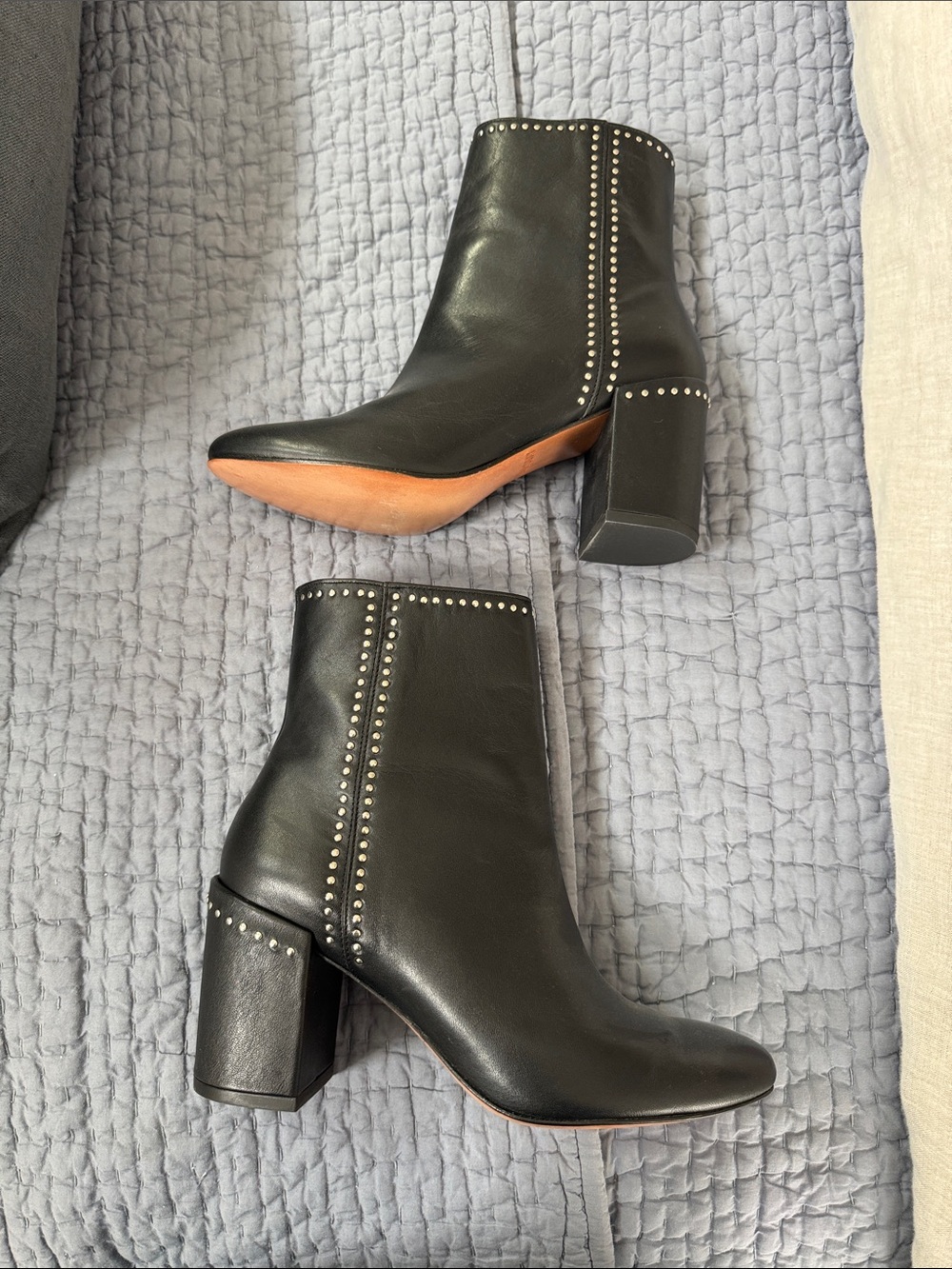Thursday Black Studded Leather Ankle Boots - Women - Never Worn